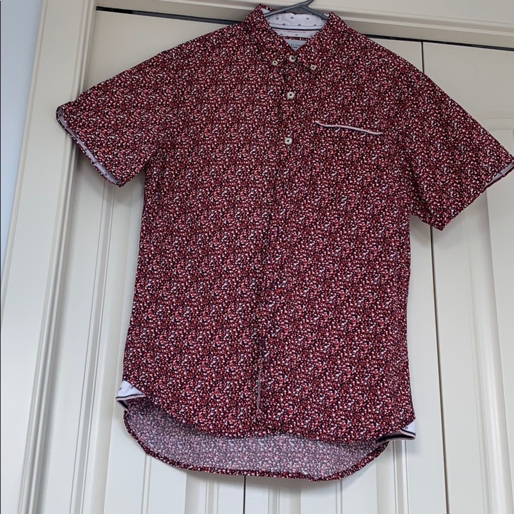 Men’s floral fitted short sleeve dress shirt